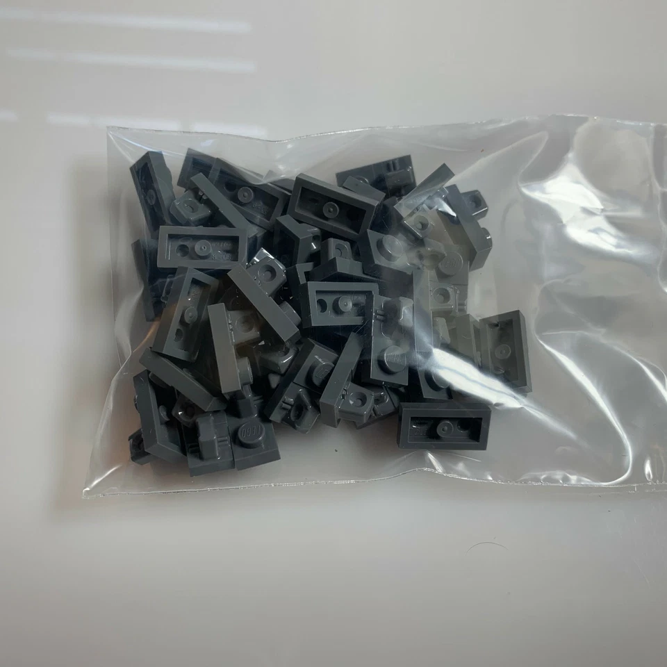 50 per lot NEW LEGO Dark Stone Grey 1X2 Plate w/Stub Upper (30383/4210726) hinge - Image 3 of 3
