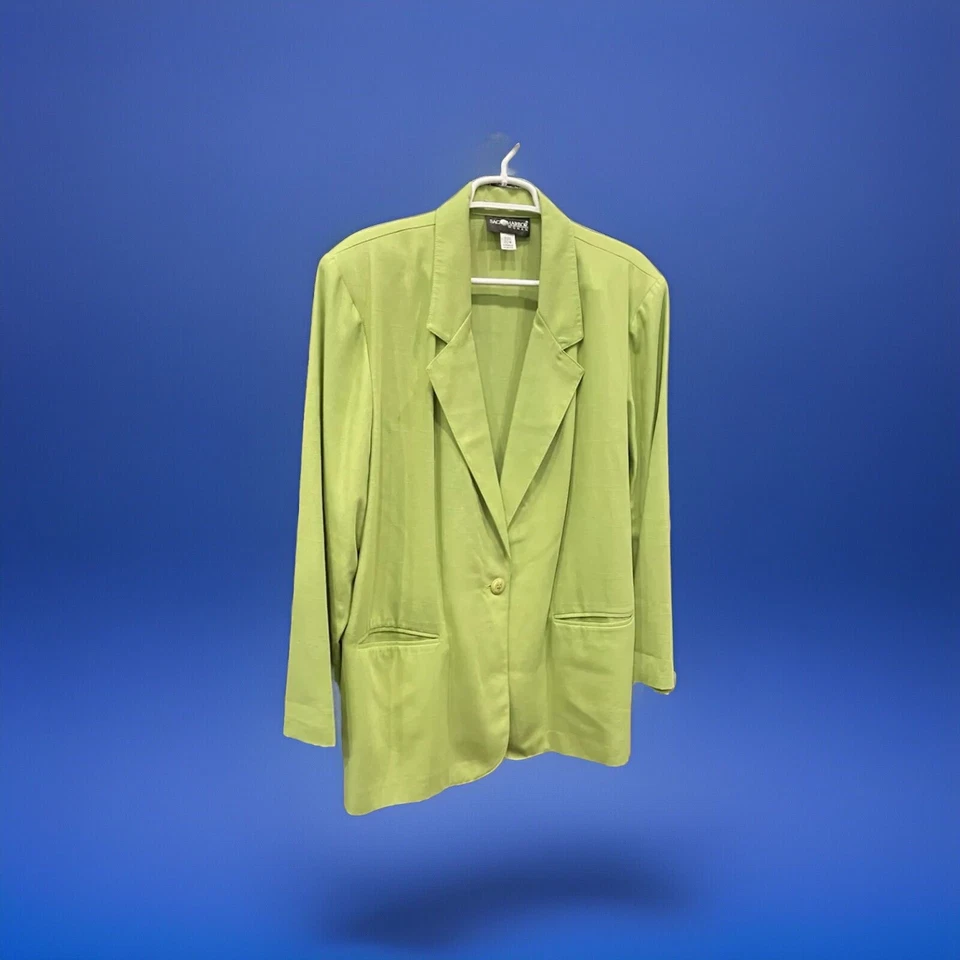 Jaqueta Terno Blazer Sag Harbor VNTG com Saia Verde, Um Botão, Poliéster/Rayon - Imagem 4 de 4