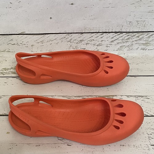 Crocs Damengröße 9 Malindi flache Ballerinas Fersenriemen orange Gummi Kadee - Bild 2 von 6