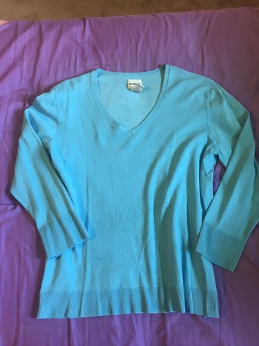 Damen Chico’s leichter Pullover Gr. 1 türkis 3/4 Arm