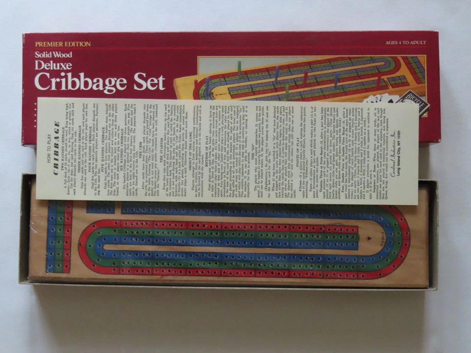 Premier Edition Solid Wood Deluxe Cribbage Set w/Bicycle Playing Cards - Mint - Image 2 of 2