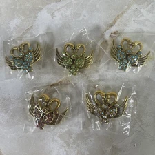 Lot of 5 Two Swans Craning Necks Into a Heart Snap Buttons 1" Fashion Jewelry