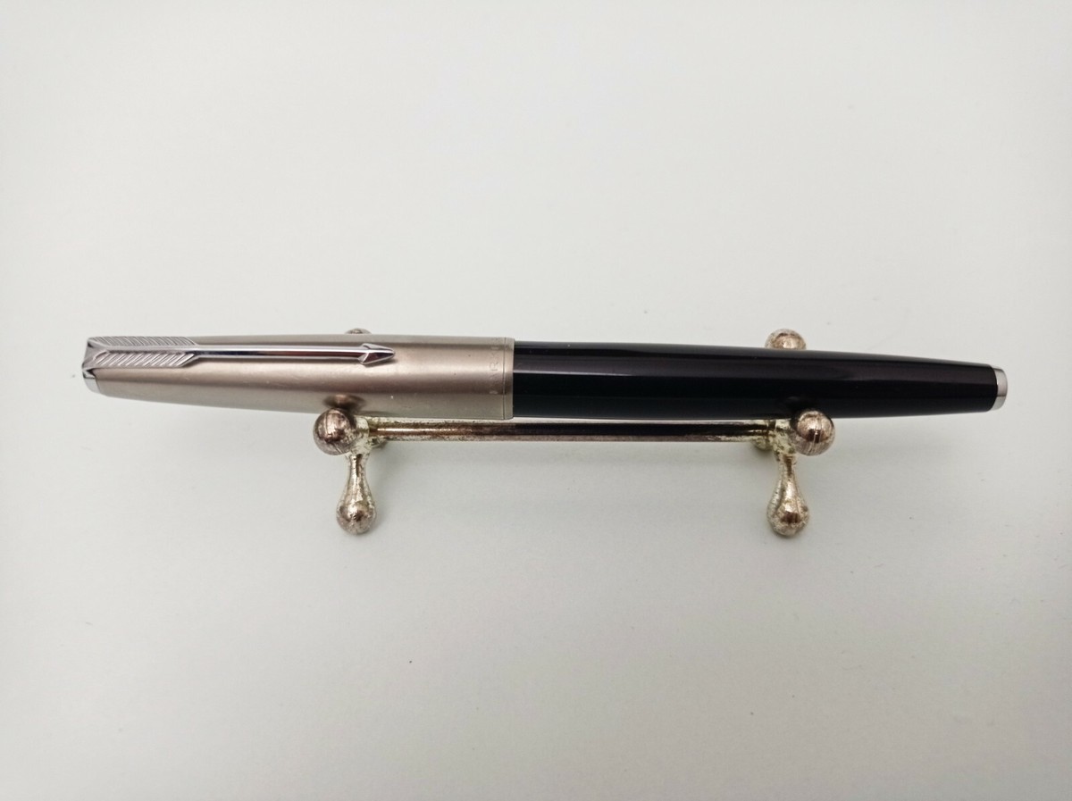 Parker 61 Black Steel Cap Capillary Fountain Pen 14 EF Nib Vintage