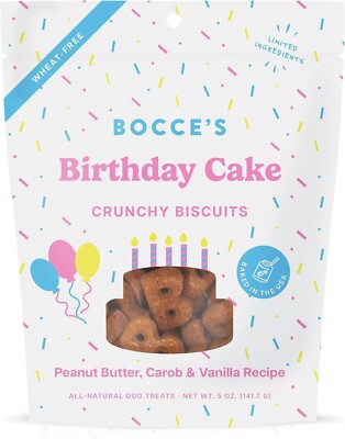 Bocce's Bakery Birthday Cake Dog Treats - Wheat-Free, All-Natural Peanut Butter