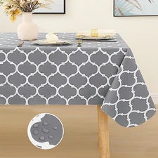 Smiry Rectangle Tablecloth, Waterproof Vinyl Tablecloths with Flannel Backing fo