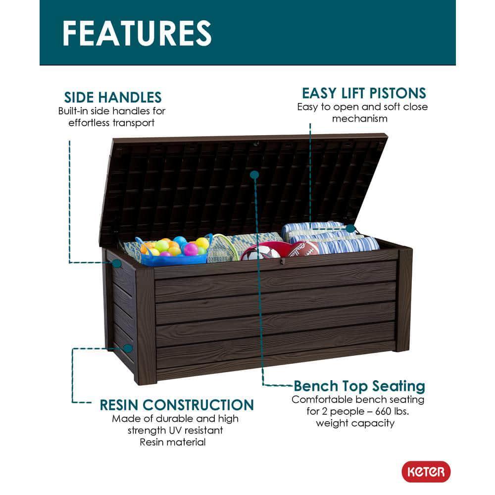 Keter 245456 150 Gallon Storage Deck Box - Brown for sale