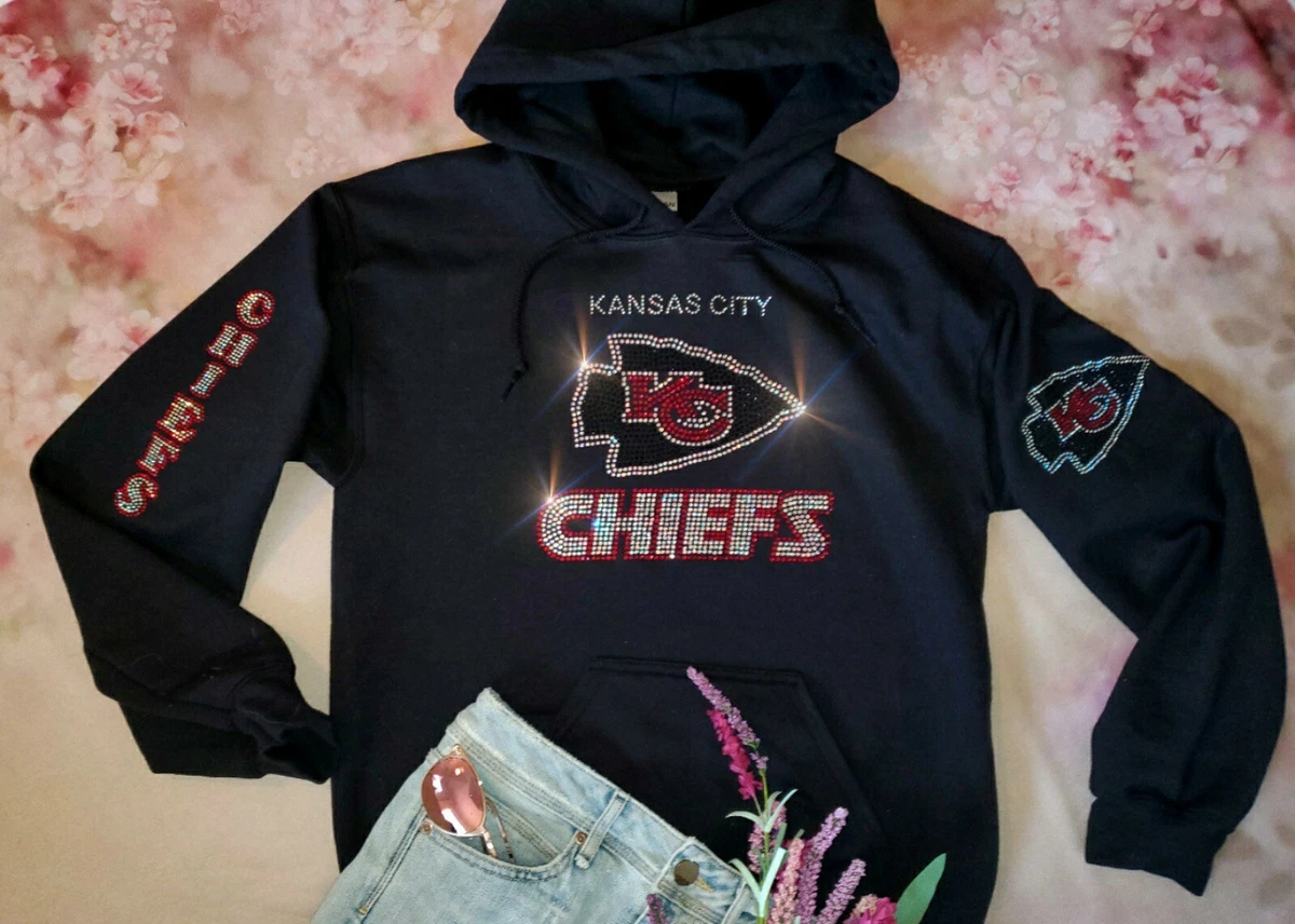 Kansas City Chiefs Hoodie New Unisex Sz LG Rhinestone Pullover Sweatshirt