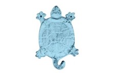 Pack Of 2 Dark Blue Whitewashed Cast Iron Turtle Key Hook 6""