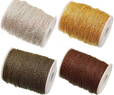 Lots 5/10/100M Silver/Gold Plated Metal Cable Open Link Iron Chain Finding 3x2MM Lots 5/10/100M Silver/Gold Plated Metal Cable Open Link Iron Chain Finding 3x2MM