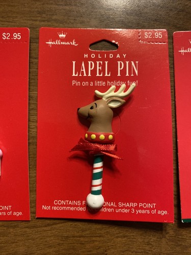 (4) Vtg Hallmark Christmas Lapel Pins Barbie Reindeer Gingerbread House Lot #8 - Picture 4 of 12