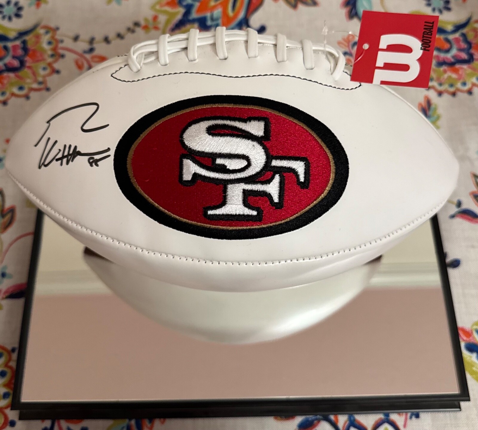 George Kittle Autographed Signed 49ers Wilson white panel football & display case 