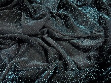 Metallic Slinky Elasthan Stretch Jersey Stoff, pro Meter - schwarz & türkis