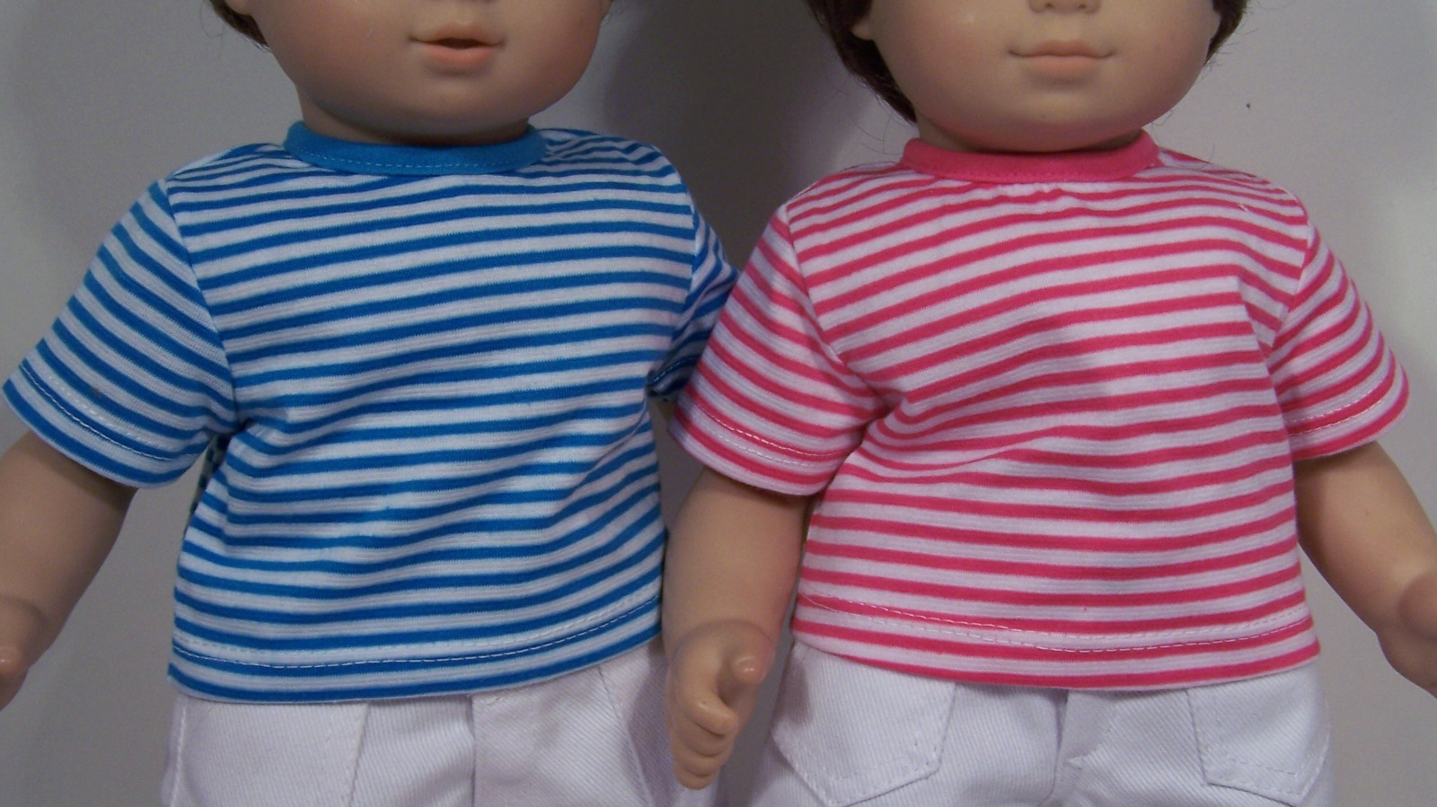  Matching Shirts PINK BLUE Stripes Doll Clothes For 15" Bitty Baby Twins (Debs*)