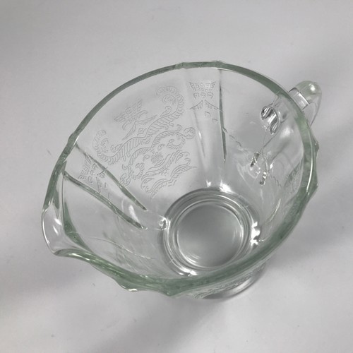 Vintage FEDERAL GLASS "MADRID CLEAR" FOOTED CREAMER 3.25" Etched Design - Picture 2 of 6