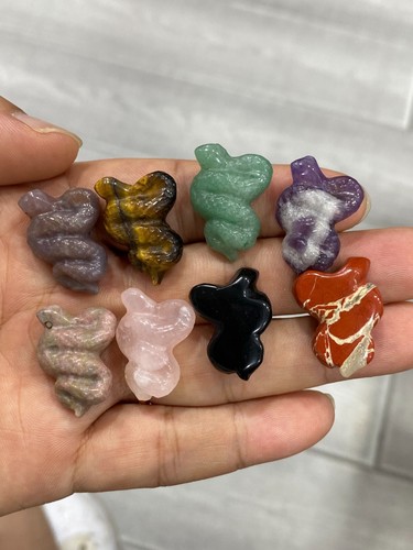 Mini serpiente cristal Reiki curación aleatorio mezcla natural cuarzo tallado a mano 5 piezas - Imagen 6 de 6