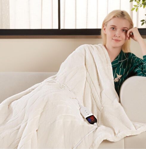 Electric Heated Blanket Soft Cozy Warm Heating Blanket 6 Heating Levels 82x64 - Picture 9 of 11