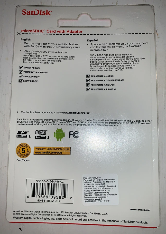 New SanDisk 16GB Micro SDHD Card with adapter for Smartphone Camera SD Card - Image 2 of 2