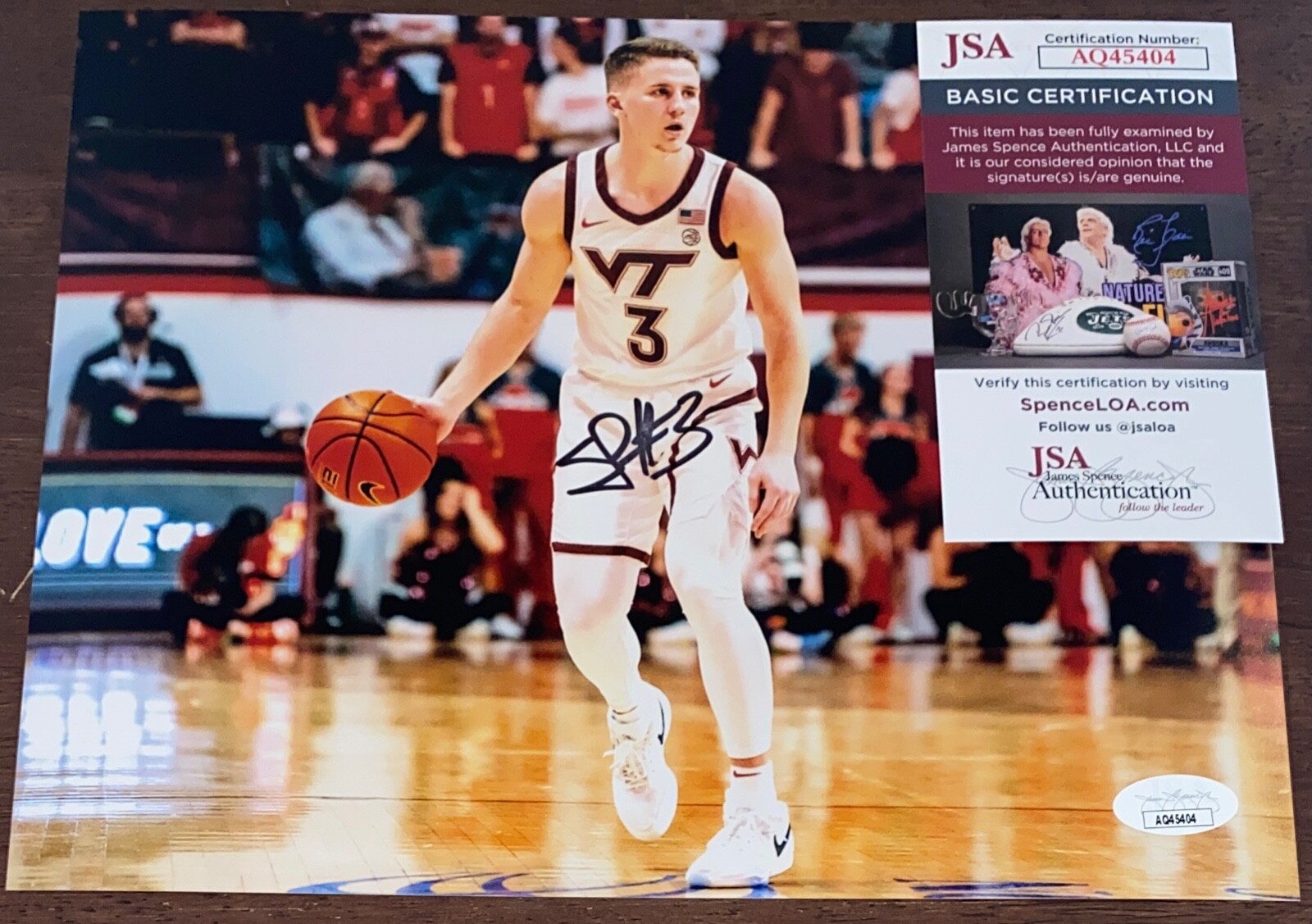 Sean Pedulla Signed Autographed Virginia Tech Hokies Basketball 8x10 Photo JSA 