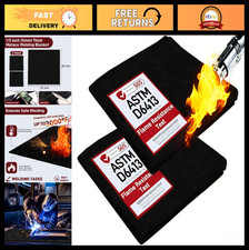 2 Pack Fireproof Welding Blanket 20"x20" - 5mm Thick Heat Resistant Pad, Flame R
