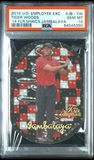 2015 UD UPPER DECK EMPLOYEE  2014 FLAIR SC JAMBALAYA #JB-TW TIGER WOODS PSA 10