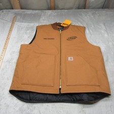 Carhartt Vest Mens XL Brown Insulated Duck Canvas Quilted Workwear V01 LOGO NWD