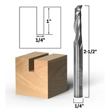1/4" Dia. 1 Flute Upcut Spiral Endmill CNC Bit - 1/4" Shank - Yonico 31115-SC