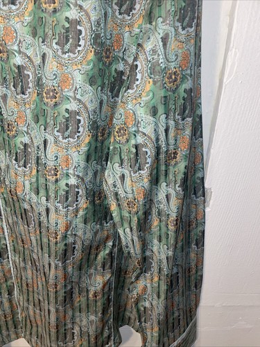Platini Jeans Y2K Cougar Mens Green Paisley XL Party Shirt A - Picture 7 of 13