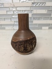 Hand Turned Signed Wooden Bud Vase Raw Burl Wood John Berglund 1995