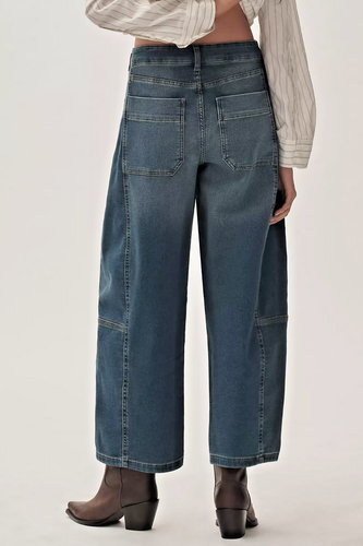 NWT Anthropologie PILCRO Kenna MidRise DENIM KNIT Heritage Barrel Jeans TALL 29T - Picture 5 of 7