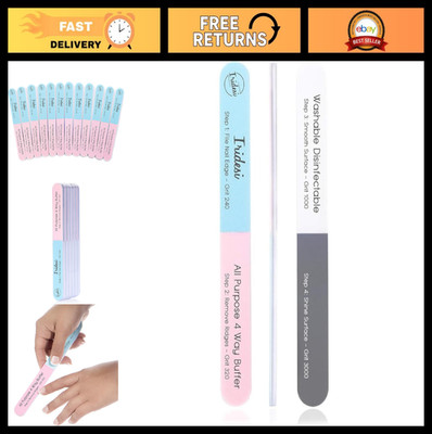 4-Way Nail File & Buffer Set, 12 Pack Emery Boards for Natural Nails, Salon Qual