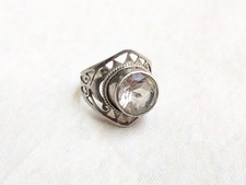Sterling Silver Ring Clear Crystal 8.25 Round Faceted