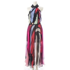 CHANEL 22S Collection silk Maxi one piece dress P72520 multicolor 34