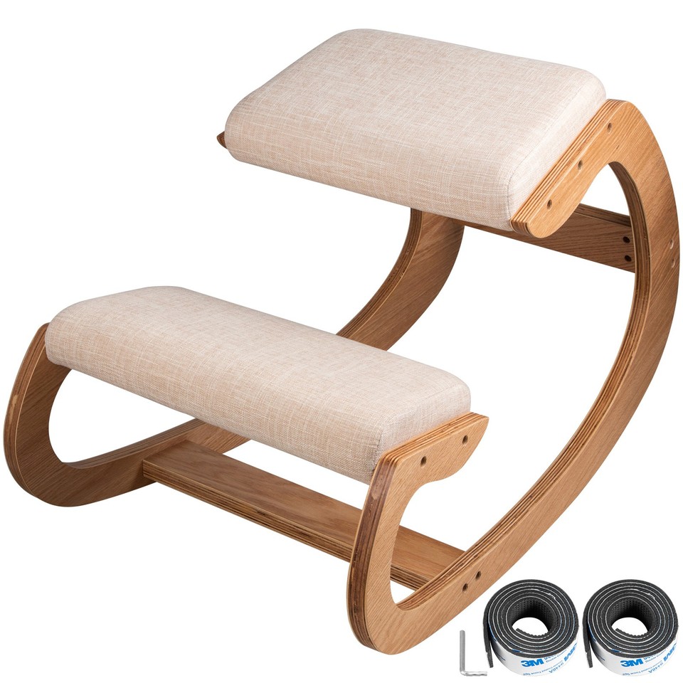 Uimoso Tabouret ergonomique à genoux en chêne blanc pour bureau et