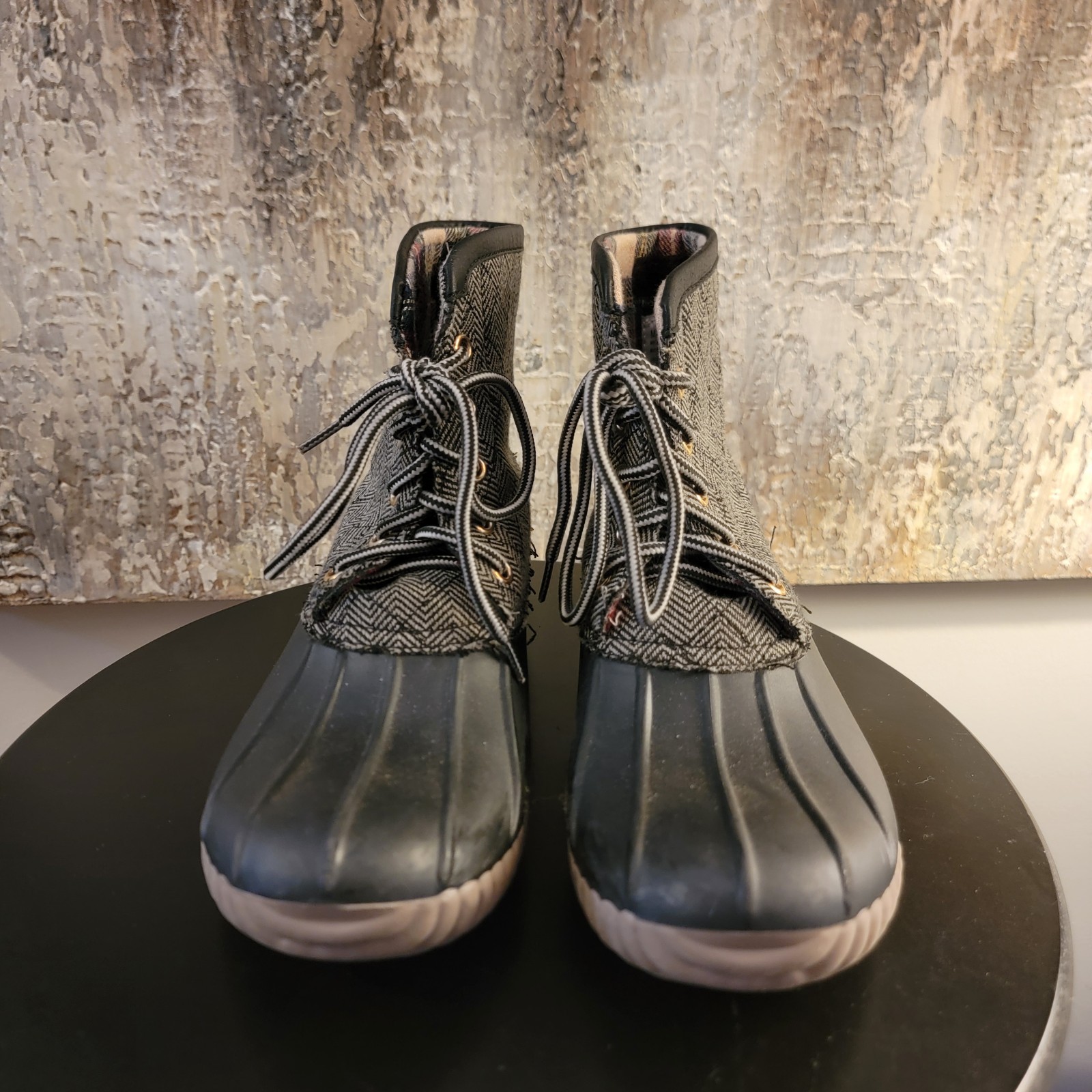 Marleylilly Herringbone Pattern Duck Boot Lace-Up… - image 3