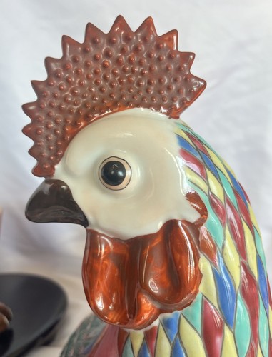 Antique Porcelain Chinese Export Rooster Colorful Covered Tureen Sculpture - Picture 3 of 22