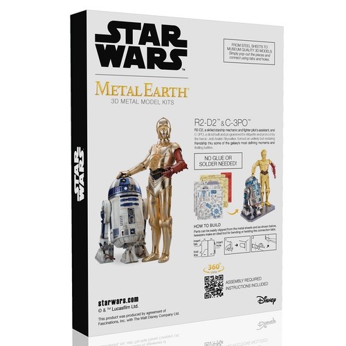 Fascinations Metal Earth R2-D2 and C-3PO Colored Star Wars Laser Cut 3D Model - Picture 3 of 3