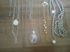 Vintage Mixed Chain Necklace Lot Silver Tone Locket Faux Agate X6 — photo 1