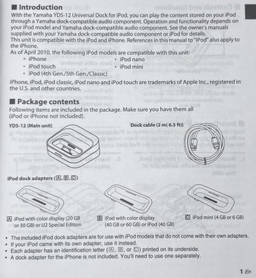 NIB Yamaha YDS-12 Universal Dock For Apple iPod iPhone | eBay