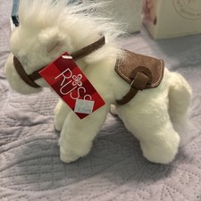 VTG Russ Berrie Rodey Plush Horse White Pony W/ Bridle Stuffed 1990's New W tag