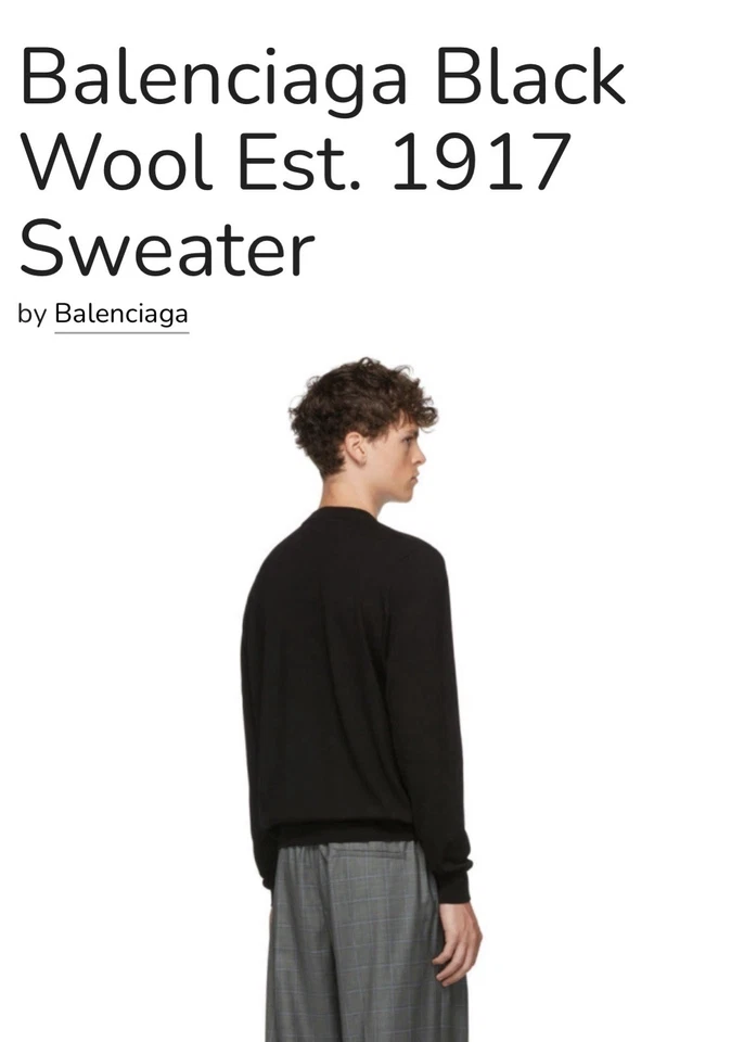 Balenciaga Black Wool Est. 1917 Sweater - Small - Image 3 of 4