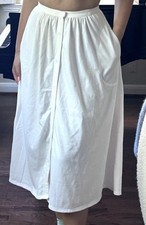 Vintage 80s Eagle s Eye S Cotton Knit Full Skirt White Summer 26 Waist Pockets