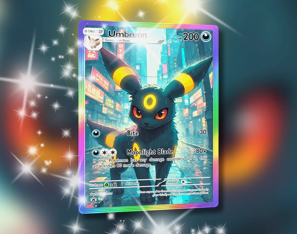 Umbreon / Nachtara | Stars Holo Full Art | Pokémon TCG Pocket Custom Fan Karte - Bild 3 von 3