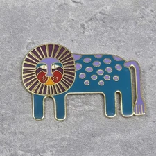 Laurel Burch Vtg NOS Gold Tone Pin BROOCH Enamel "Leonardo" LION cat Signed