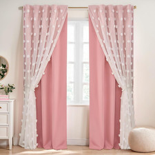 Pink Blackout Curtains for Girls Bedroom Double Layer Cute Nursery Curtains 84 I