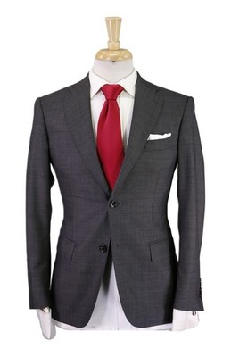 Paul Stuart Gray Tic Woven 2-Btn Wool Suit Recent Model 36S