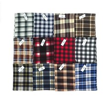 Warm Mid Weight Plaid Fleece Cozy Scarf with Fringe Assorted 12 Pack