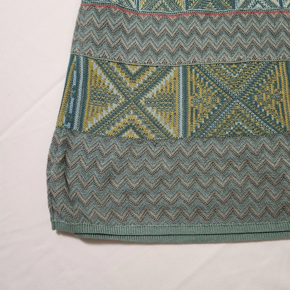 Peruvian Connection Dress Womens Small Green Aztec Print Knit Sleeveless Maxi - Image 3 of 4
