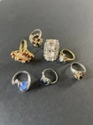 Estate Vintage Lot of 6 Mixed Costume Jewelry Rings