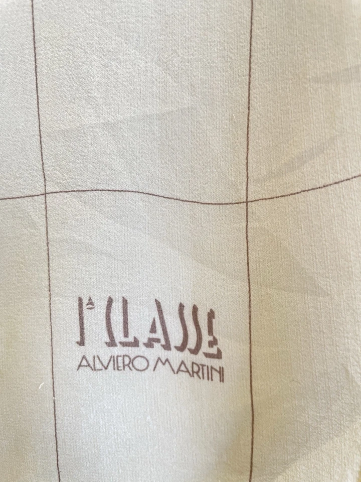 H30#Alviero Martini 1A Classe Bufanda de Seda Beige Estampado Mapa del Mundo Hecho en Italia Foto 2 de 4