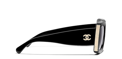 CHANEL 5435 SQUARE SUNGLASSES BLACK & SILVER w/GRAY LENS c501/S4